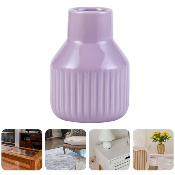 BEADCEST Simple Vase Purple Ceramic 1Pack