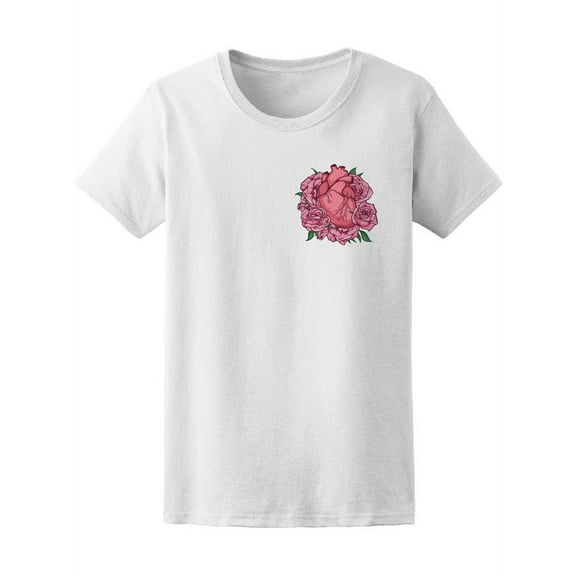 Beautiful Comic Heart Rose T-Shirt Women -Image by Shutterstock, Female XX-Large