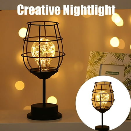 

DagobertNiko Unique Wrought Iron Njightlight Wine Glass Wine Bottle Gift Decoive Lights