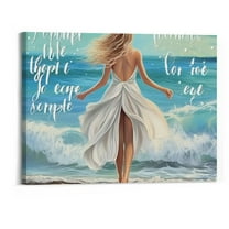 Creowell Beach Canvas Wall Art Ocean Sea Turtle Seashell Starfish Girls Room Wall Decor I Hope You Dance Pictures Painting Prints Coastal Theme Framed Artwork Decor for Bedroom Living Room 20x16 inch