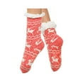 thumbnail image 2 of Urban-Peacock Women's Plush Knitted Fleece Sherpa Lined Slipper Socks - Marled Reindeer - Red, 2 of 3