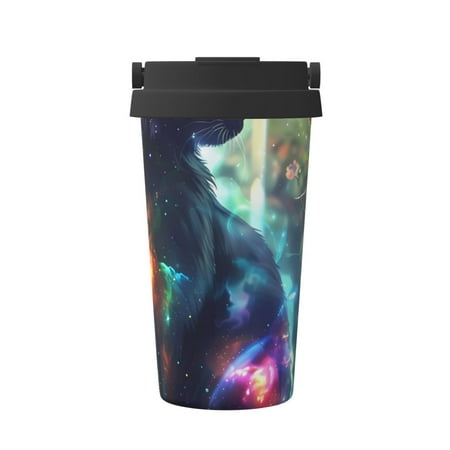

Pofeuu Cosmic Cat In Window Print Coffee Mug Iced Coffee Tumbler Cup Double Wall Vacuum Leak-Proof Thermos Mug CoffeeThermos Travel Mug