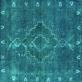 thumbnail image 1 of Ahgly Company Machine Washable Indoor Square Oriental Turquoise Blue Industrial Area Rugs, 5' Square, 1 of 4