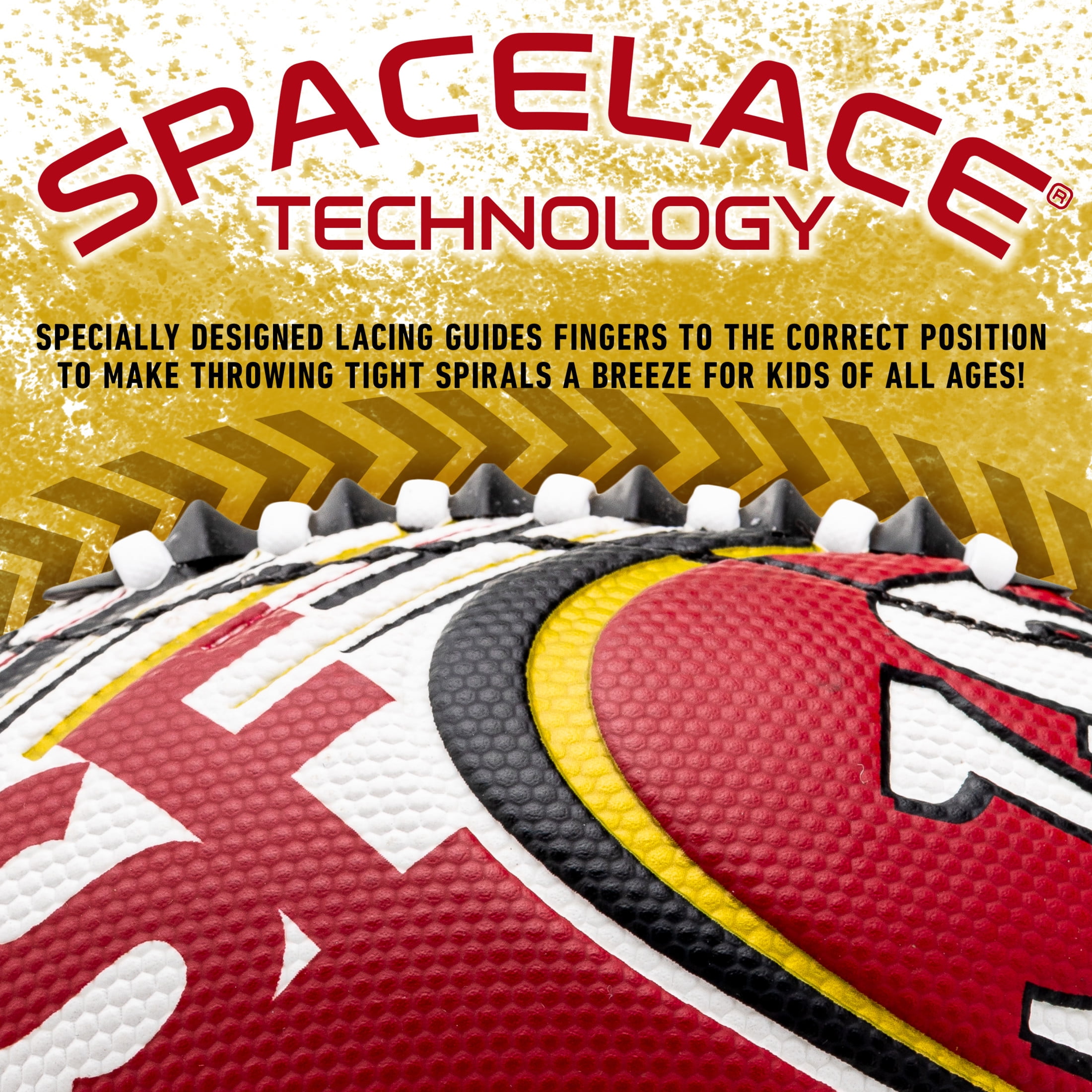 NFL San Francisco 49ers Football - Youth Mini Football - 8.5" Football- SPACELACE Easy Grip Texture- Perfect for Kids !
