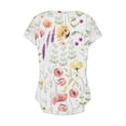 thumbnail image 4 of Charella Short Sleeve Shirts for Women V-Neck Button Up Tops 2025 Spring and Summer T-shirt,Multicolor,XXXL, 4 of 5
