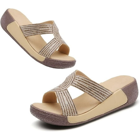 Women s Platform Sandals Slip on Summer Outdoor Slides Slippers Shoes Casual Fashion Platform Wedge Sandals for Ladies