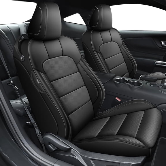 DIKSOAKR Seat Covers for Ford Mustang Coupe 2015-2026, Custom Fit Full Set Faux Leather (Black,5 Seats)