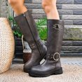 thumbnail image 7 of YTCAMLO Knee High Motorcycle Boots for Women Vintage Y2K Tall Long Boots with Buckle Straps Low Chunky Block Heel Biker Boots, 7 of 7