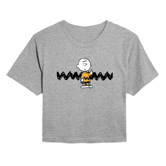 Peanuts - Charlie Brown - Juniors Cropped Graphic T-Shirt