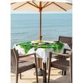thumbnail image 3 of Outdoor Tablecloth with Umbrella Hole for Patio/Picnic/Party/Camping, Green Yellow Soccer Waterproof Table Cloth Square Cover Washable, Watercolor Football Sports (60"x 60"), 3 of 9