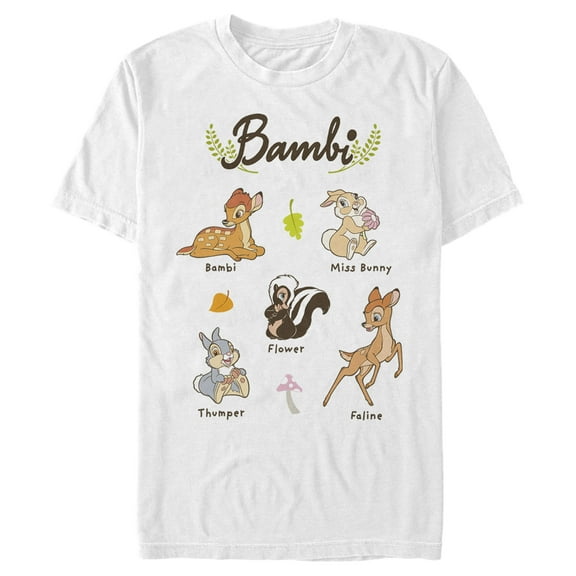 Men's Bambi Character Names Graphic Tee White 3X Large