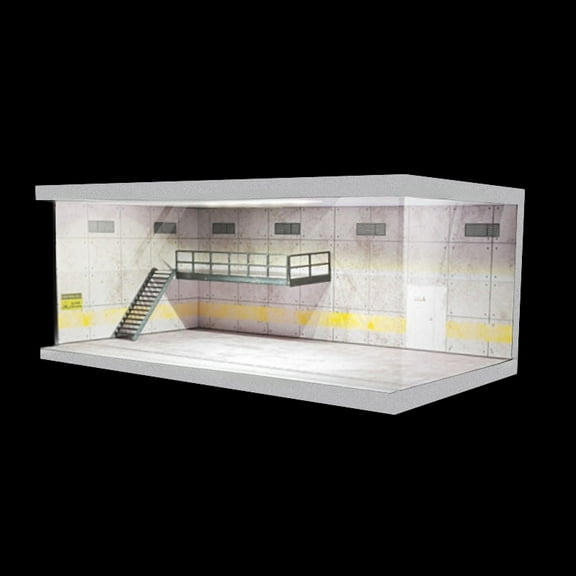 Diorama 1:64 Scale Car Garage Model with LED Lighting, Parking Lot Showroom Scene Display Case, Die-Cast Car Collection Toys