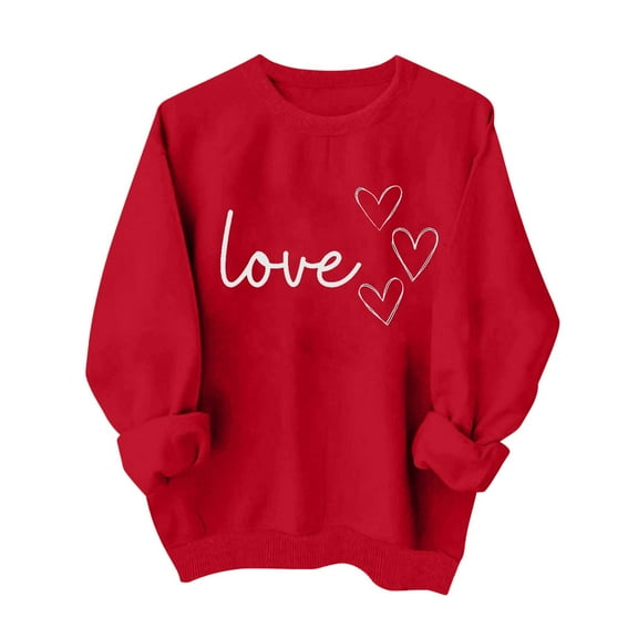 hotojiny Valentines Day Sweatshirt for Women Causal Long Sleeve Crewneck Pullover Spring Fashion Cute Shirts