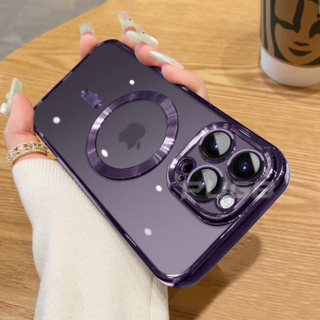 Luxury Transparent Magnetic For Magsafe Wireless Charging Case For iPhone 14 13 Pro Max Plating Soft Silicone Shockproof Cover