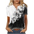 thumbnail image 2 of Fesfesfes Loose Fitting Tops for Women Summer Casual Short Sleeve T-Shirt Button Round Neck Pullover Blouse Tops Short Sleeve Tshirts Shirts for Women L(US:8), 2 of 4