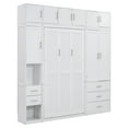 thumbnail image 4 of EUROCO Wood Murphy Bed, Storage Wall Bed with Cabinets and Drawers, Clever Furniture Set with Wardrobe for Living Room, Assemble Video Provided, Twin, 4 of 17