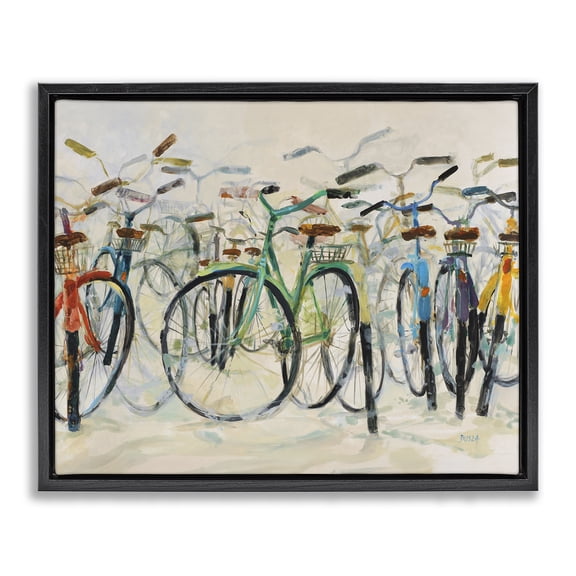 Stupell Industries Contemporary Group of Bicycles Black Floating Frame Canvas Art, 21 x 17, by Dusza