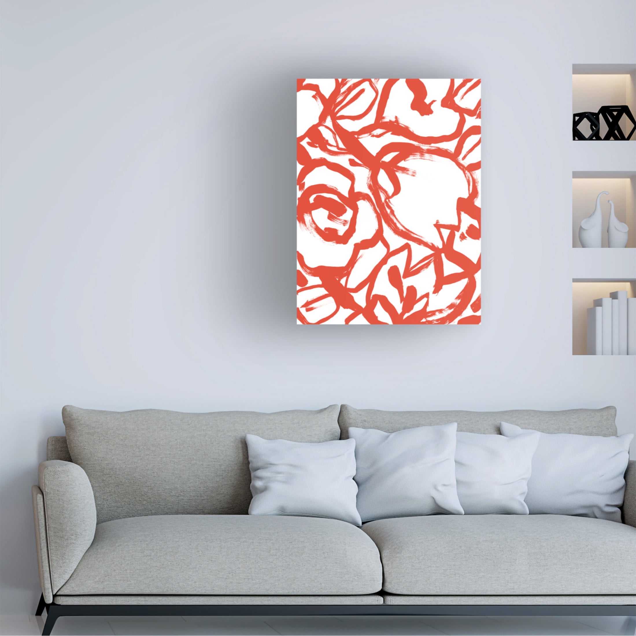 Trademark Fine Art June Erica Vess Red Brush Floral II Canvas Wall Art