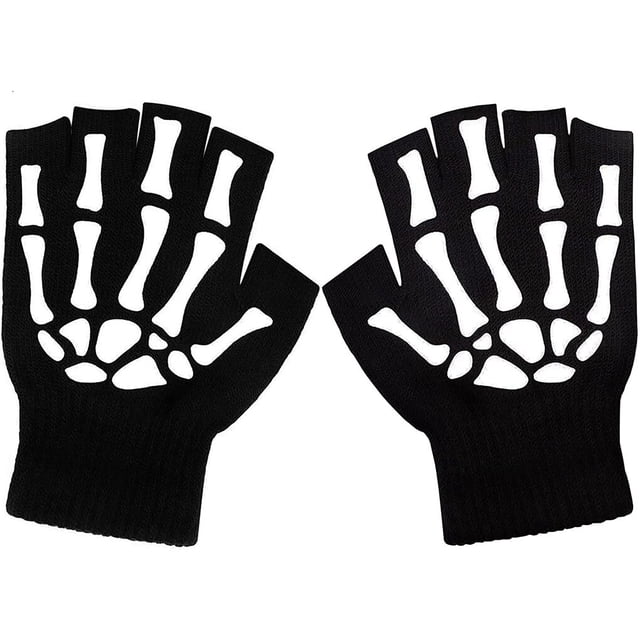 Soidarity Mitones de Halloween tejidos Unisex deportes guantes sin dedos protectores de manos mujeres luminoso oscuro Cosplay niñas ciclismo Type6 NO6