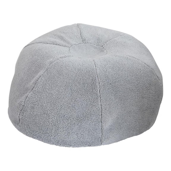 Pemberly Row Large Faux Sherpa Refillable Bean Bag Chair for Kids & Teens - Gray