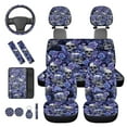 thumbnail image 6 of Binienty Skull Automotive Seat Covers Front Split Rear Purple Rose Floral Car Seat Covers with Safety Belt Pads Armrest Cover Headrest Cover Steering Wheel Cover Car Interior Decor Accessories, 6 of 8