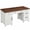 Brown and white, variant on Eastvita Farmhouse Wood Office Desk with Power Outlets USB 60 Inch Executive Writing Table Drawers Retro (AB Box) Retro Gray
