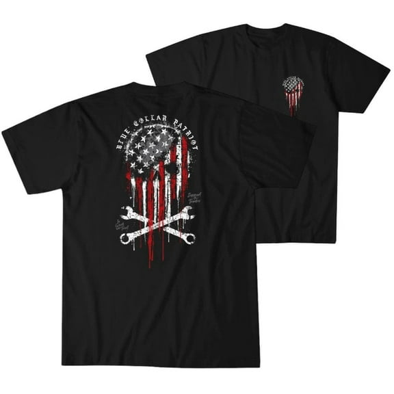 Howitzer Style Men's T-Shirt Blue Collar Skull Military Grunt MFG