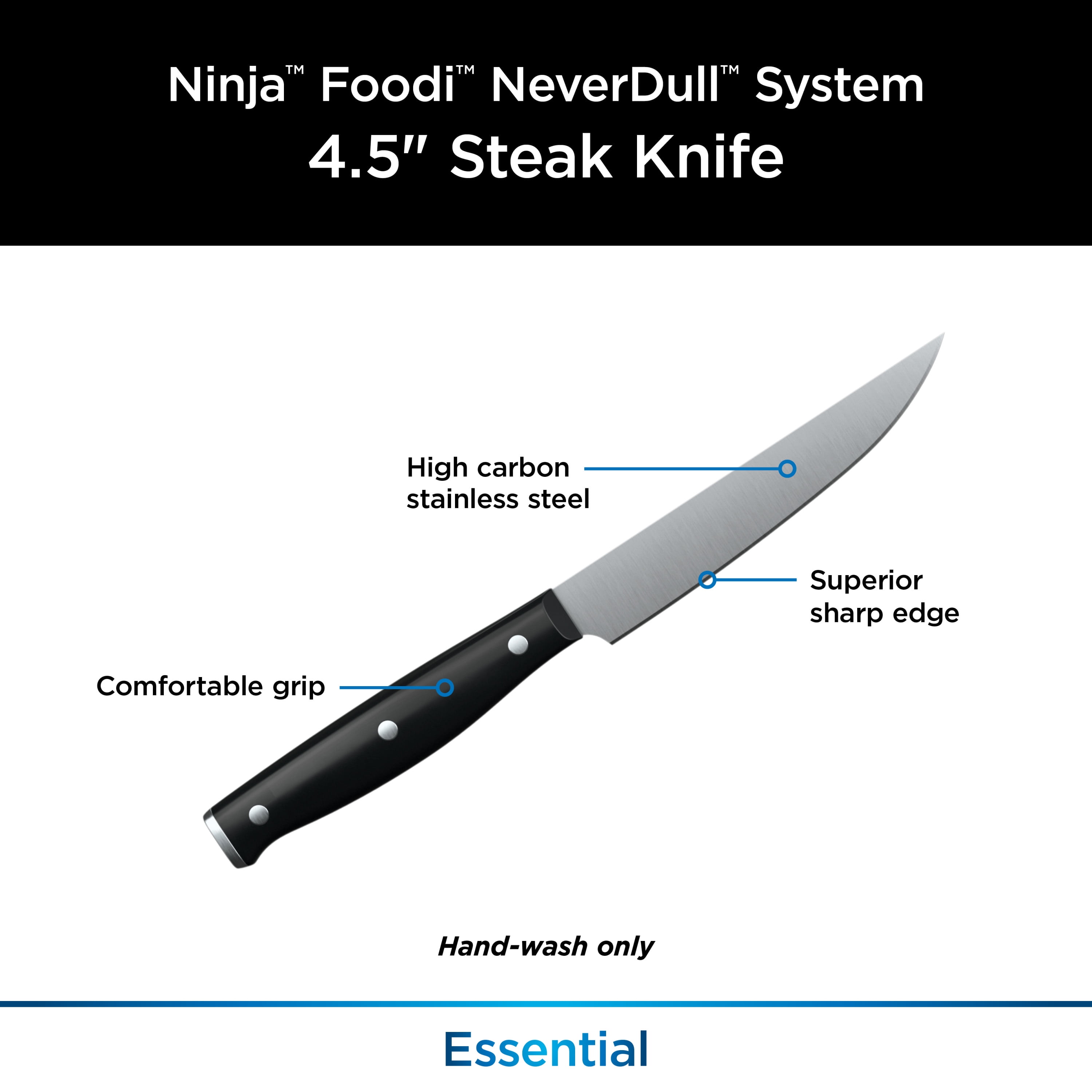 Foodi Never Dull Essential 4-Piece Steak Knife Set, K12004