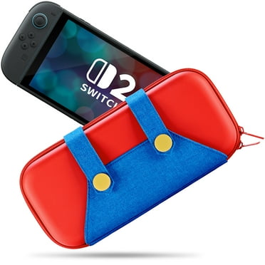 FUNLAB Switch 2 Case Compatible with Nintendo Switch/OLED 2025, Carrying Fun Case with 10 Game Cartridge Holders, Slim Storage Pouch - Red Blue