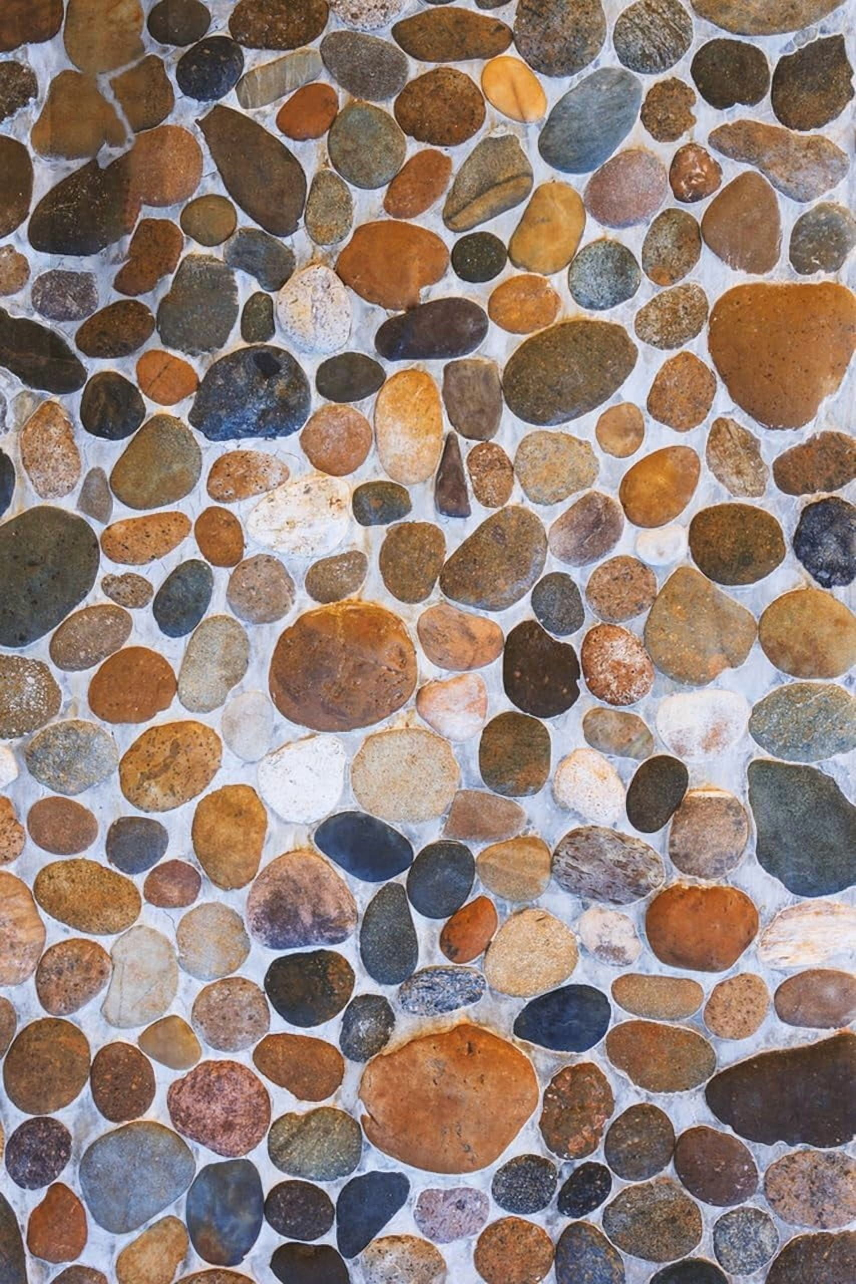 Brown Cobblestone 3D Print Coastal Beach Theme Indoor Outdoor Rug for Patio Deck Balcony Porch Farmhouse Modern Large Area Rug Bathroom Kitchen Washable Waterproof Non Skid Carpet 2'x3'