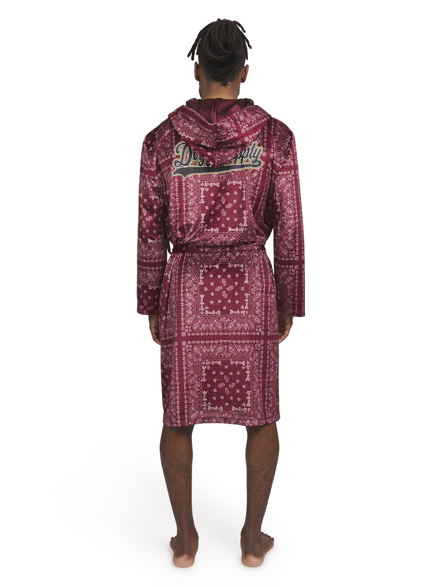 Dogg Supply by Snoop Dogg Men's Long Sleeve Microfleece Hooded Lounge Robe with Pockets