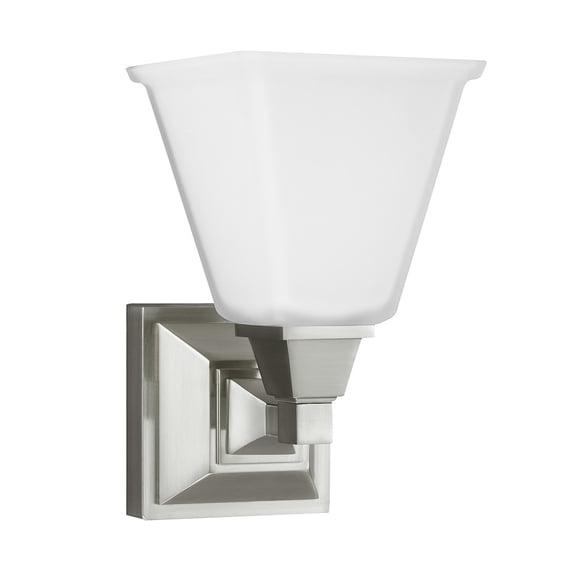 Sea Gull LightingDenhelm 1-Light Brushed Nickel Wall/Bath Sconce with Inside White Painted Etched Glass