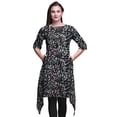 thumbnail image 1 of Bimba Hauts Kurti Asymétriques à Imprimé Floral Pétales Noirs pour Femmes Robe d'Été Indienne Tunique XSmall, 1 of 6