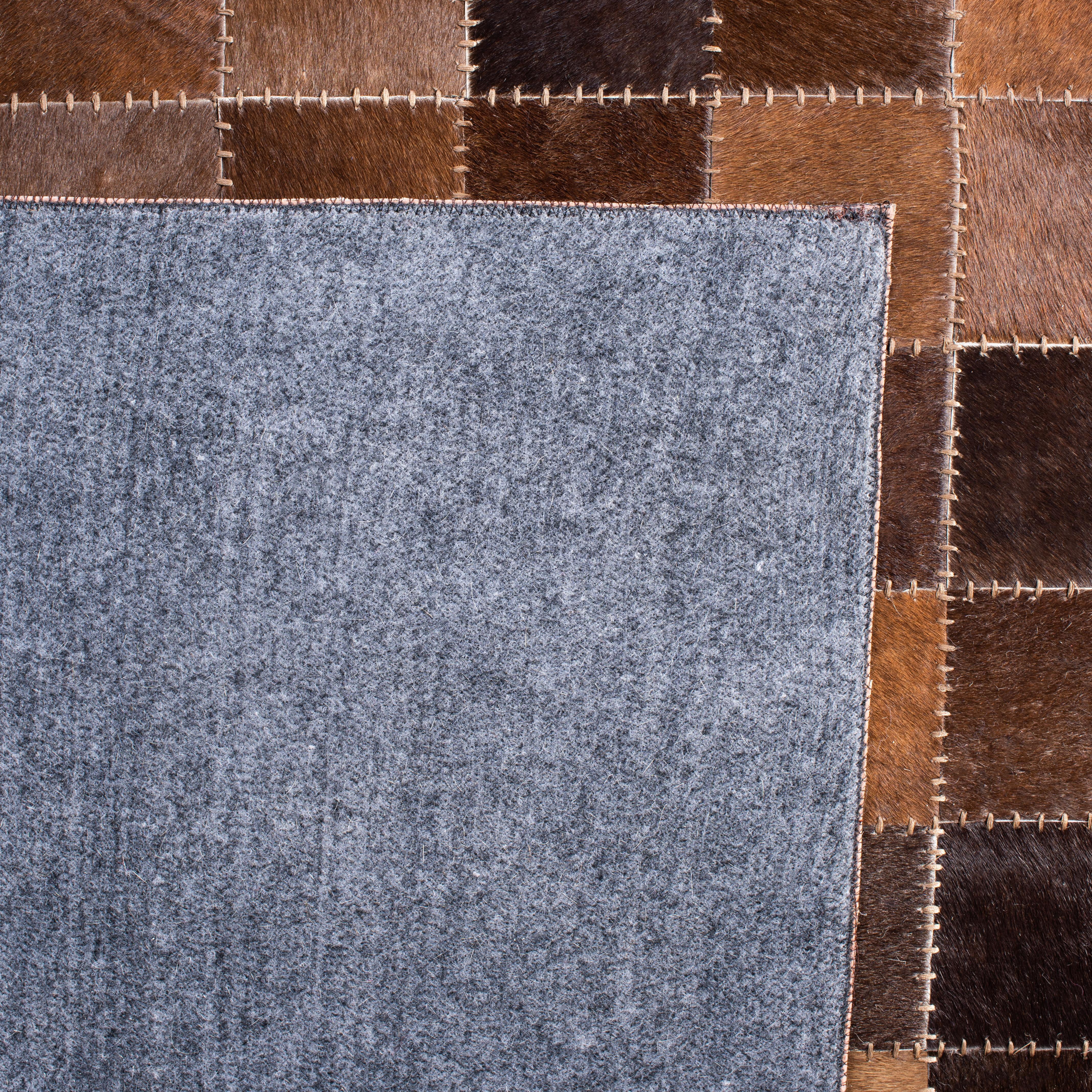SAFAVIEH Studio Leather Kynaston Geometric Area Rug, Brown/Beige, 3' x 5'
