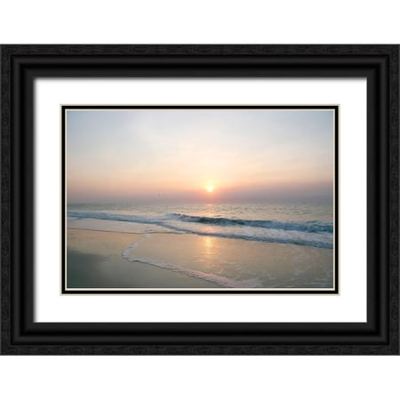 Miller, Anna 32x23 Black Ornate Wood Framed with Double Matting Museum Art Print Titled - Sunrise on Atlantic Beach