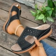 thumbnail image 6 of Women's Comfort Flat Sandals Summer,with Rhinestone Open Toe Elastic Slip On Slingback Casual Walking Low Heele Sandals Black 8.5, 6 of 7