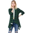 thumbnail image 4 of Allegra K Women's Handkerchief Hem Open Front Plaids Cardigan, 4 of 7