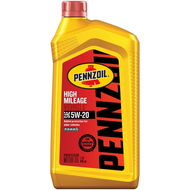 Pennzoil High Mileage 5W20 Conventional Motor Oil, 1 Quart Walmart