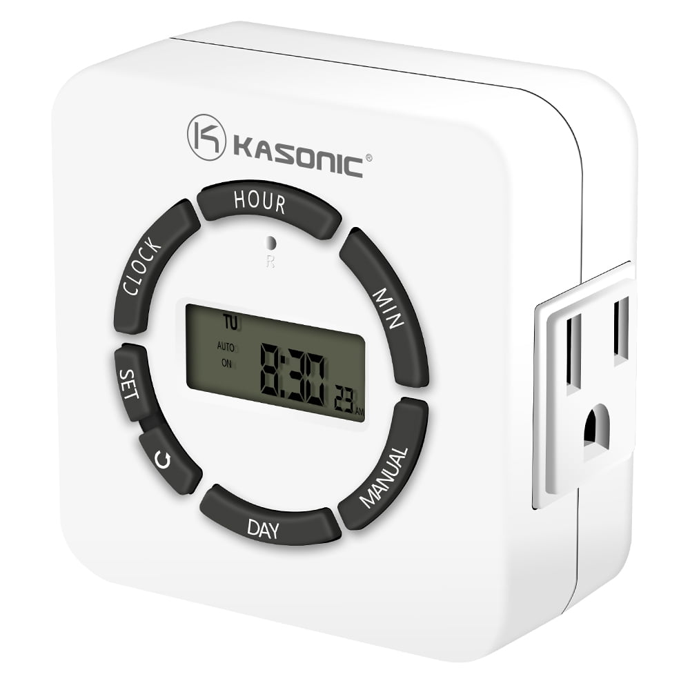 Digital Timer Outlet, Kasonic 7 Days Heavy Duty Programmable Light Timer, Indoor Use ETL Listed