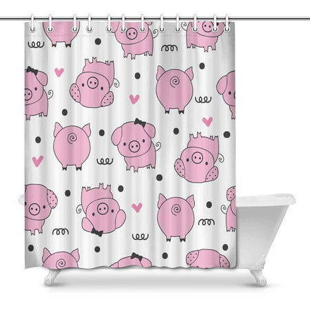Pop Pig Bathroom Shower Curtain Decor, Pig Shower Curtain