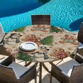thumbnail image 6 of Beige Woode Christmas Round Tablecloth, Fitted Table Cover with Elastic for 45"-54" Round Tables, Xmas Tree Gingerbread Snowman Winter Table Cloth Outdoor Indoor Dinning Party Waterproof Tablecloths, 6 of 7