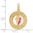 thumbnail image 3 of FB Jewels 14K Yellow Gold Virginia Beach On Round Frame with Enamel Conch Shell Center Pendant, 3 of 5