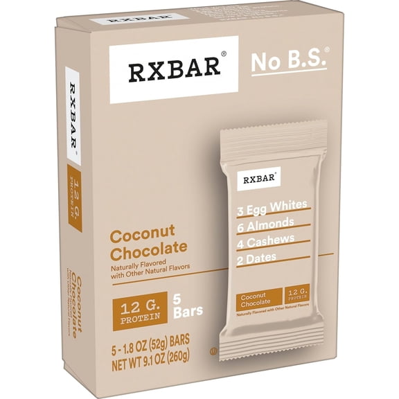 Pack of 6, Rxbar Coconut Chocolate Protein Bars, 9.1 oz