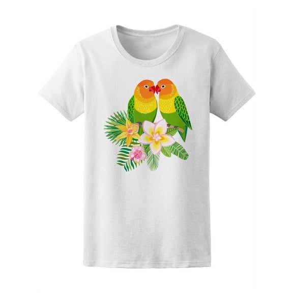 Lovebirds Parrots Tropical Bird T-Shirt Women -Image by Shutterstock, Female Medium