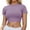 Light Purple, variant on Short Sleeve Shirts for Women Casual Solid Color Crop Tees Trendy Spring Fall Tops