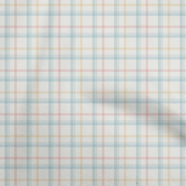 oneOone Velvet Light Blue Fabric Check Craft Projects Decor Fabric Printed By The Yard 58 Inch Wide