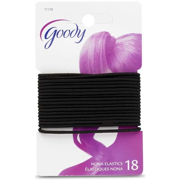 Goody 71170 Ouchless Elastic Ponytail Holders, Black, 18 Count