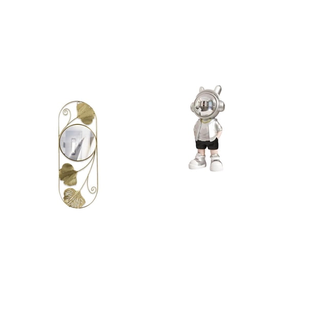 Espejo de pared,Espejo decorativo nórdico para colgar en la pared,Figura de escritorio,Estante con estatua de astronauta para decoración de oficina y hogar,Figura decorativa de escritorio de