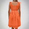 thumbnail image 3 of ameIAEA Women Summer Sleeveless V Neck Sundress A-Line Ruffle Solid Color Hollow Out Beach Dress, 3 of 5