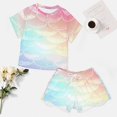 thumbnail image 4 of Mermaid Fish Scales Print Women'S Pajamas Set Summer Sleepwear Sets 2 Piece Lounge Set, 4 of 7